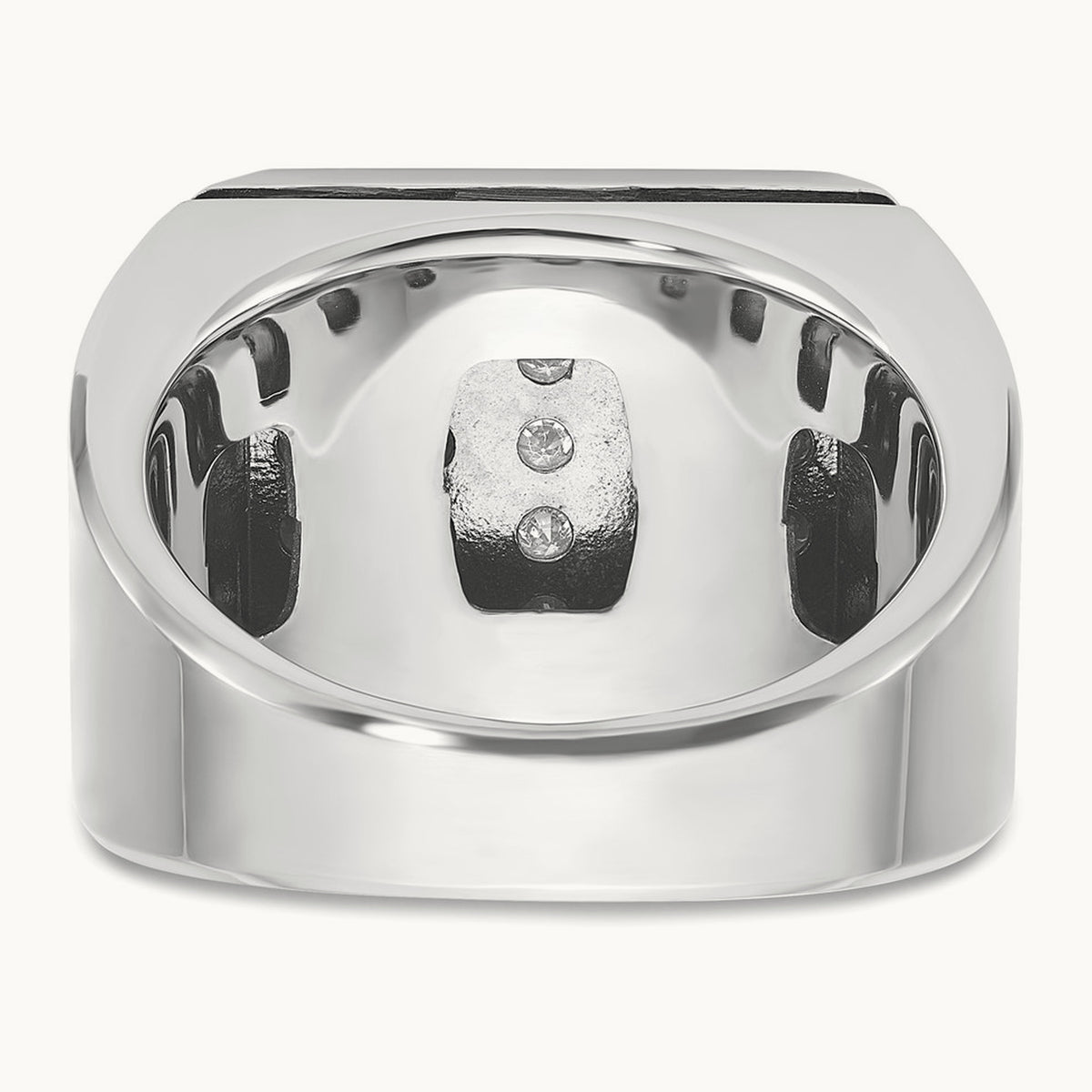 14ktt w/ Blk RH IBGoodman Men's Grooved 5-Row Cluster AA Dia Ring