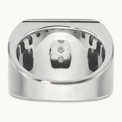 14ktt w/ Blk RH IBGoodman Men's Grooved 5-Row Cluster AA Dia Ring