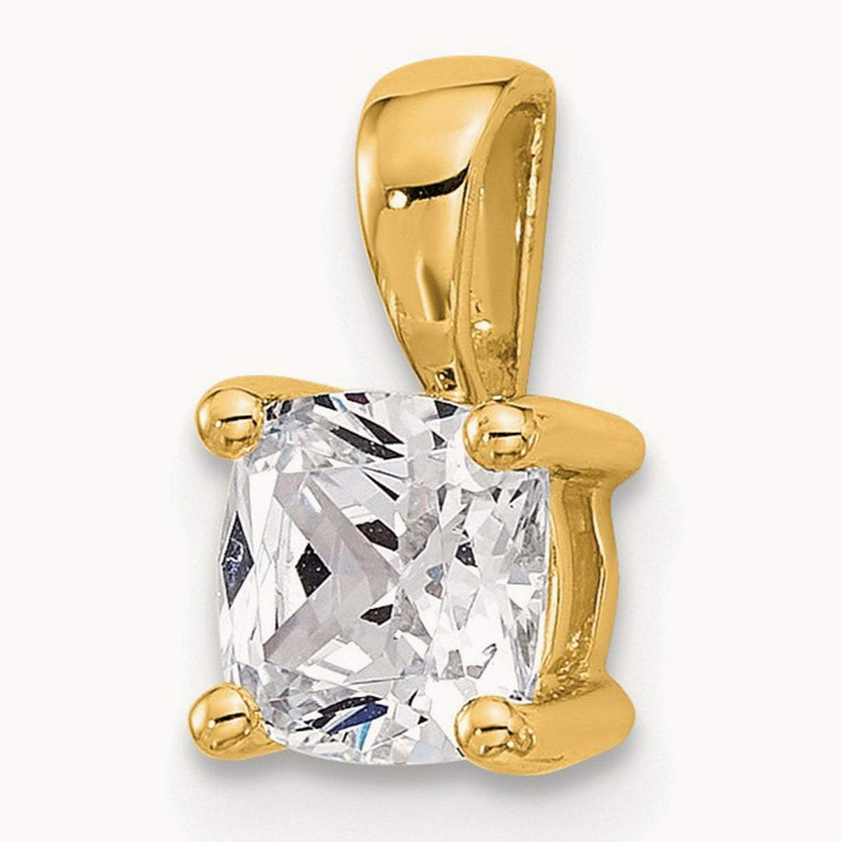Cushion Four-Prong Pendant, 1/2-5 ct Lab-Grown Diamond — 14K Yellow Gold