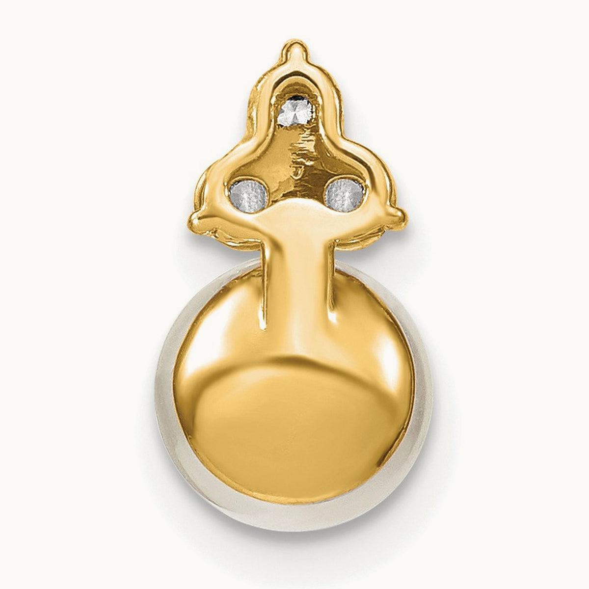 Freshwater Cultured Pearl Chain Slide Pendant, 0.20 ct tw Lab-Grown Diamond — 14K Yellow Gold