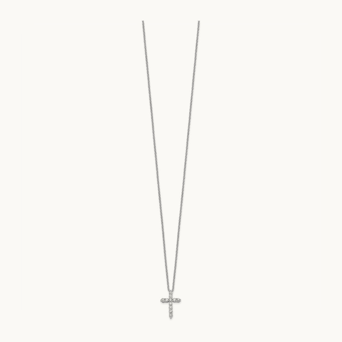 Diamond Cross 18 inch Necklace, 14K White Gold
