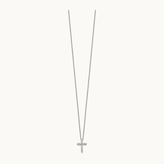 Diamond Cross 18 inch Necklace, 14K White Gold