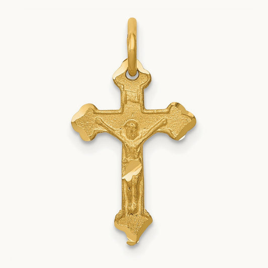 INRI Diamond-cut Crucifix Charm, 14K