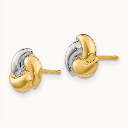 Polished & Rhodium Fancy Post Earrings, 14K