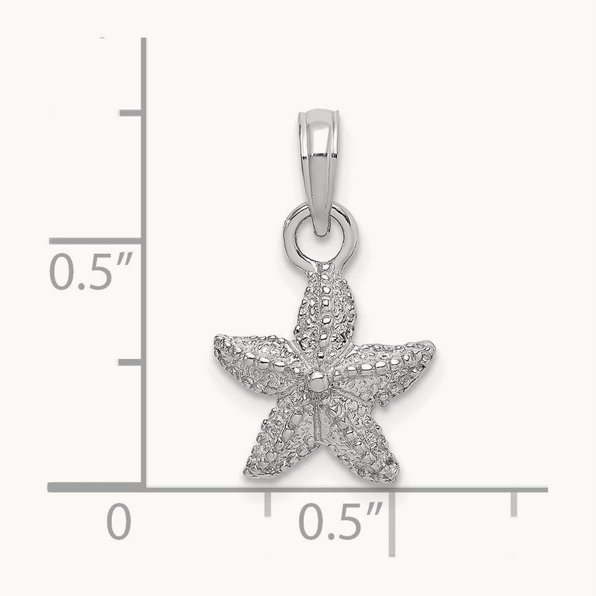 Starfish Charm, 11.9mm wide in 14K White Gold