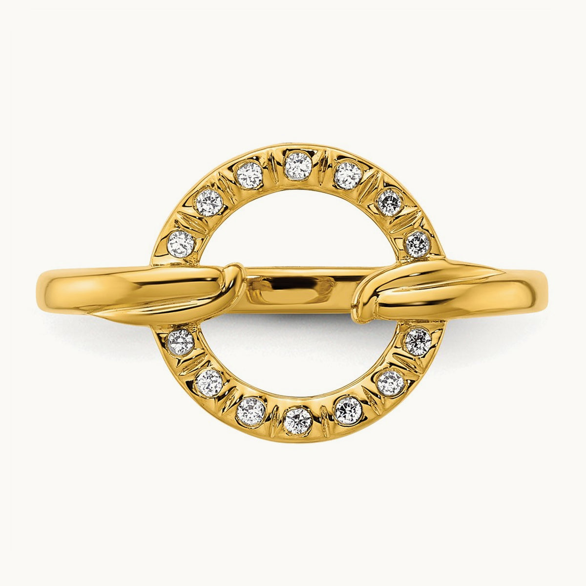 Polished Diamond Open Circle Fashion Ring, 14K