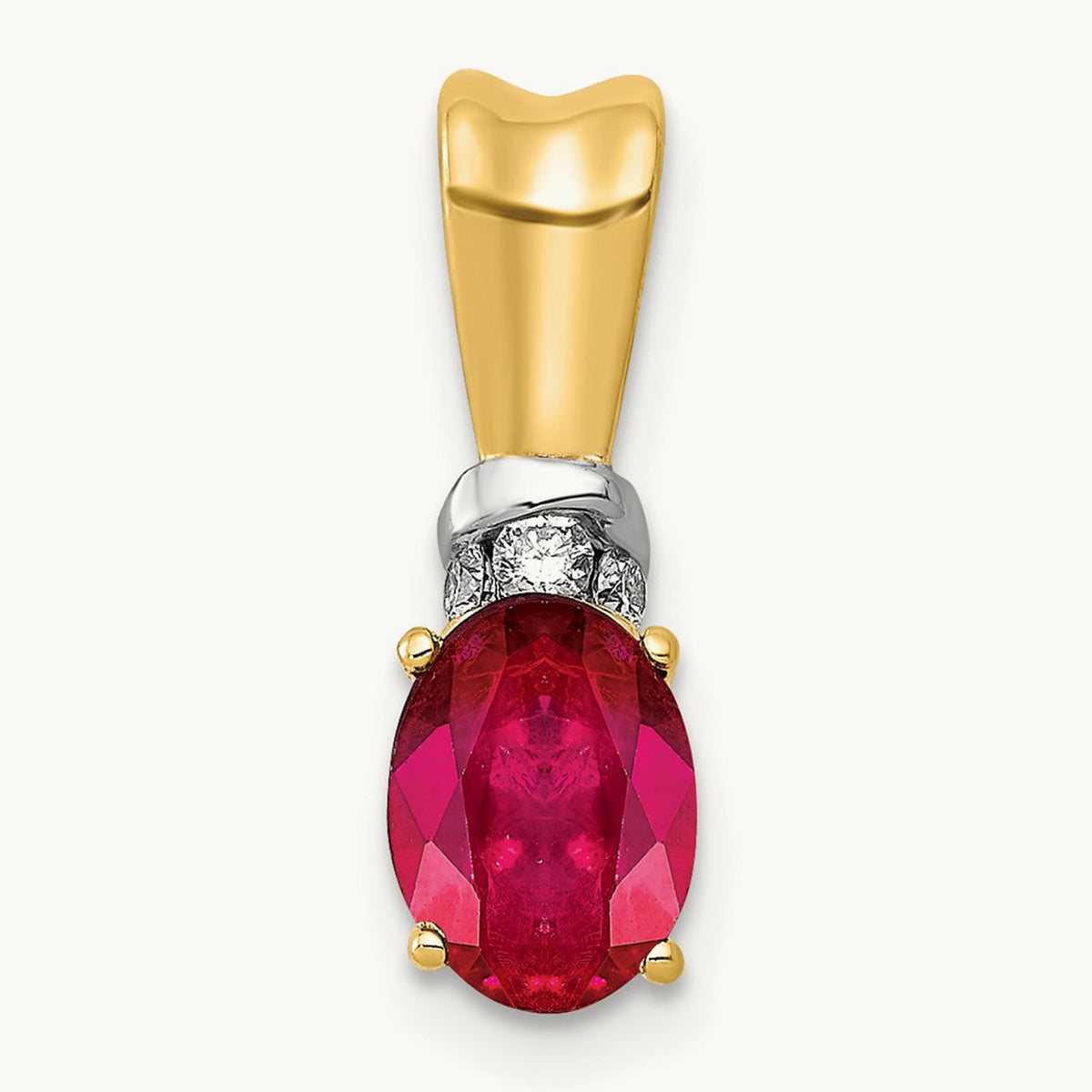 w/Rhodium Diamond and .66 Oval Ruby Pendant, 14K