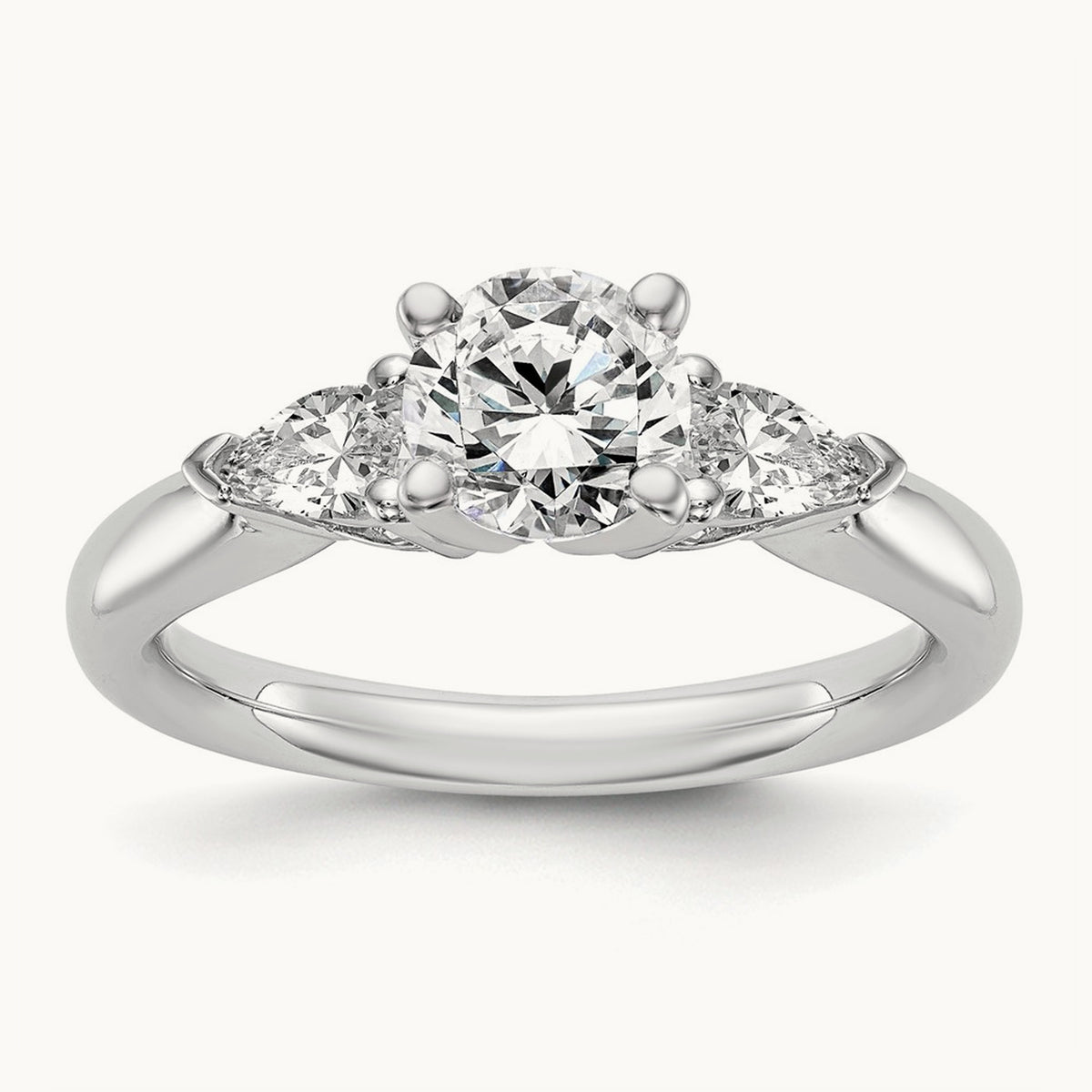 3-Stone Diamond Semi-Mount Peg Set Engagement Ring, 14K White Gold
