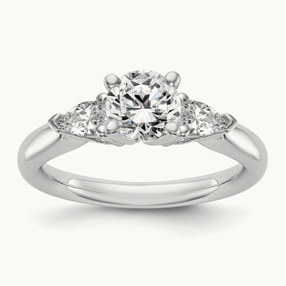 3-Stone Diamond Semi-Mount Peg Set Engagement Ring, 14K White Gold