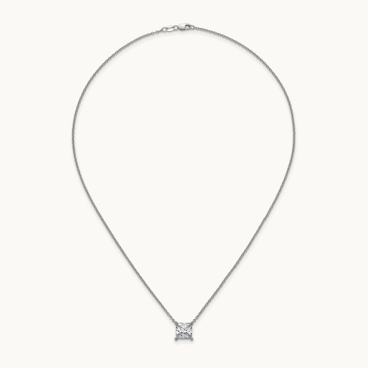 Princess Pendant Necklace, 0.25-4.00 ct tw Lab-Grown Diamond — 4 ct, 14K White Gold