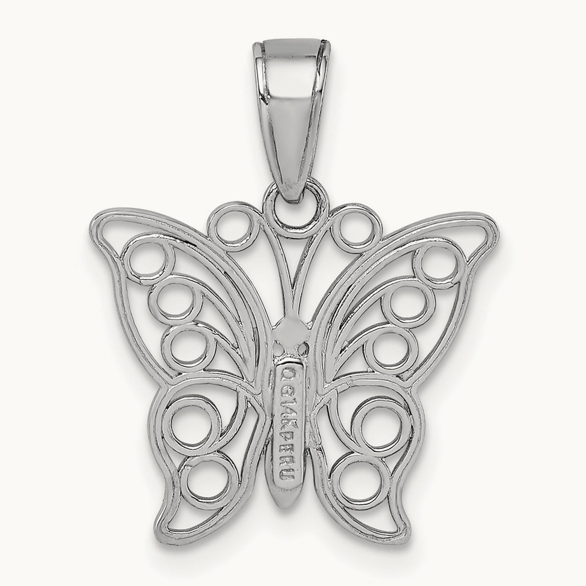 Cut-out Butterfly Large Pendant — 14K White Gold