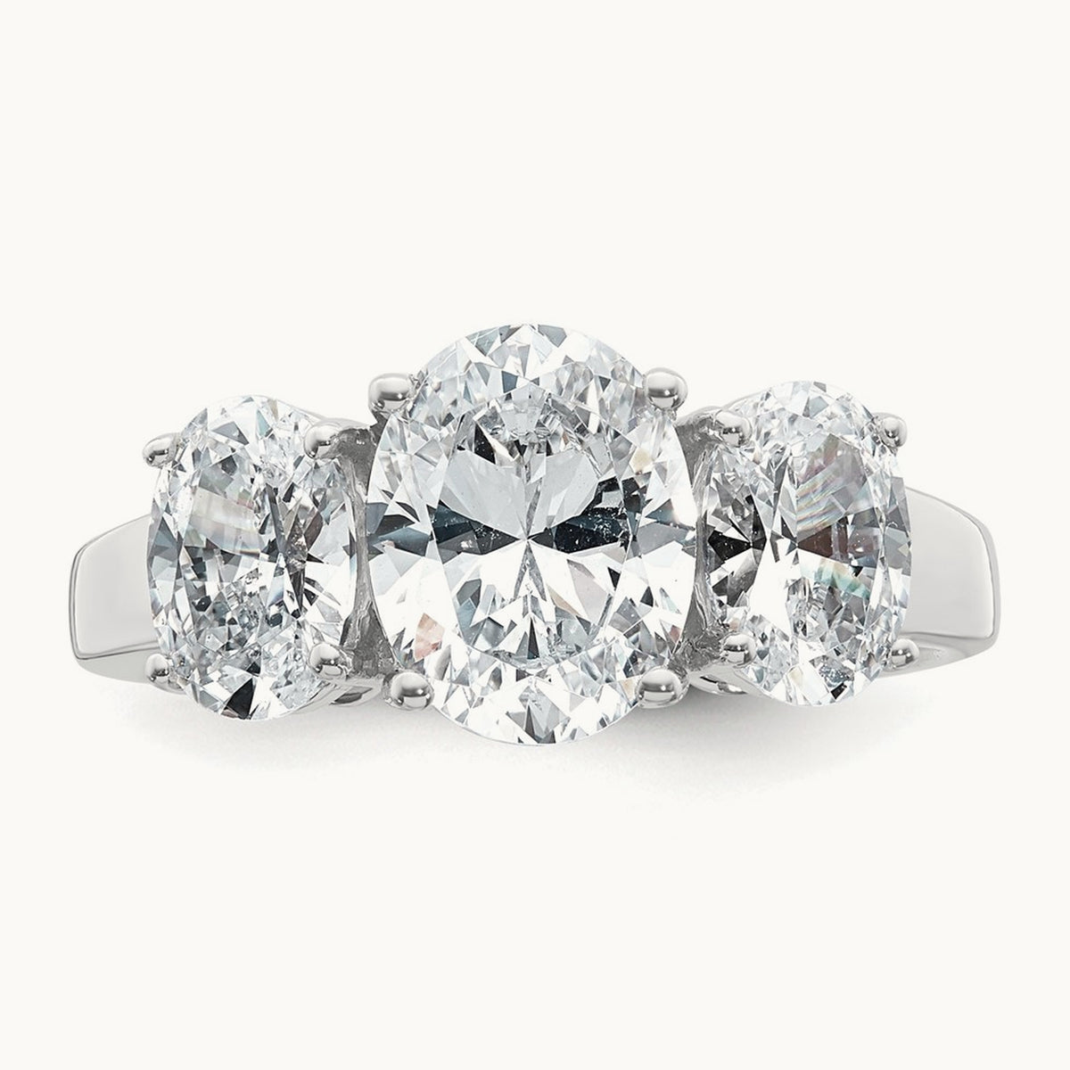 Oval 3 Stone Engagement Ring, 1.25-3.50 ct tw Lab-Grown Diamond — 3 5/8 ct, 14K White Gold