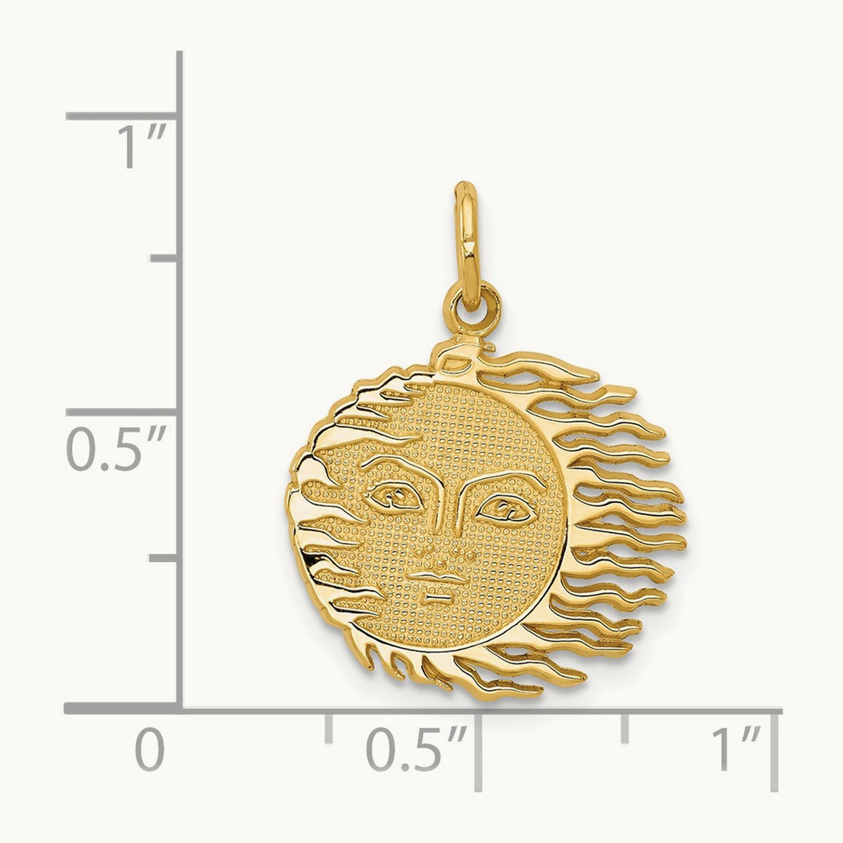 Flaming Sun Charm, 14K