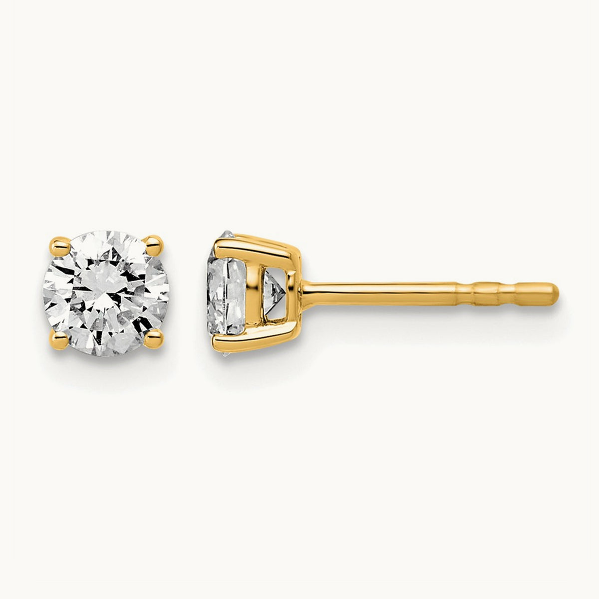 Round Lightweight Earrings, 0.25-6.00 ct tw Lab-Grown Diamond — 3/4 ct, 10K Yellow Gold