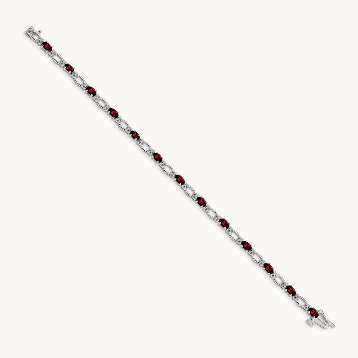 Diamond and Garnet Bracelet — 14K White Gold