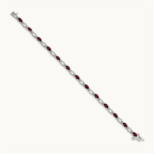 Diamond and Garnet Bracelet — 14K White Gold