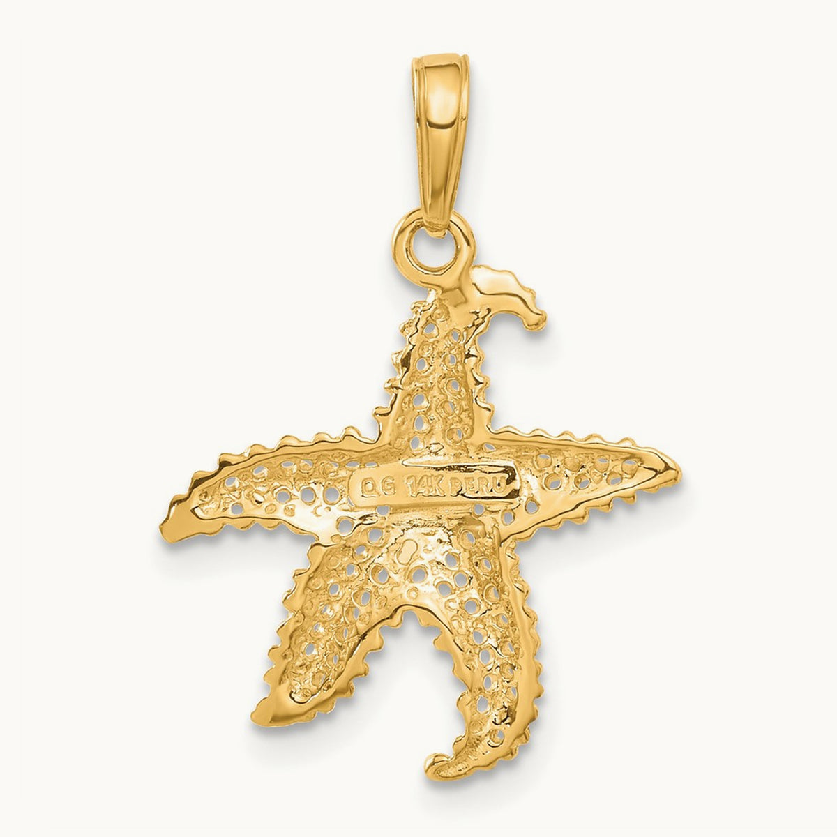 Polished Open-Backed Starfish Pendant — 14K Yellow Gold