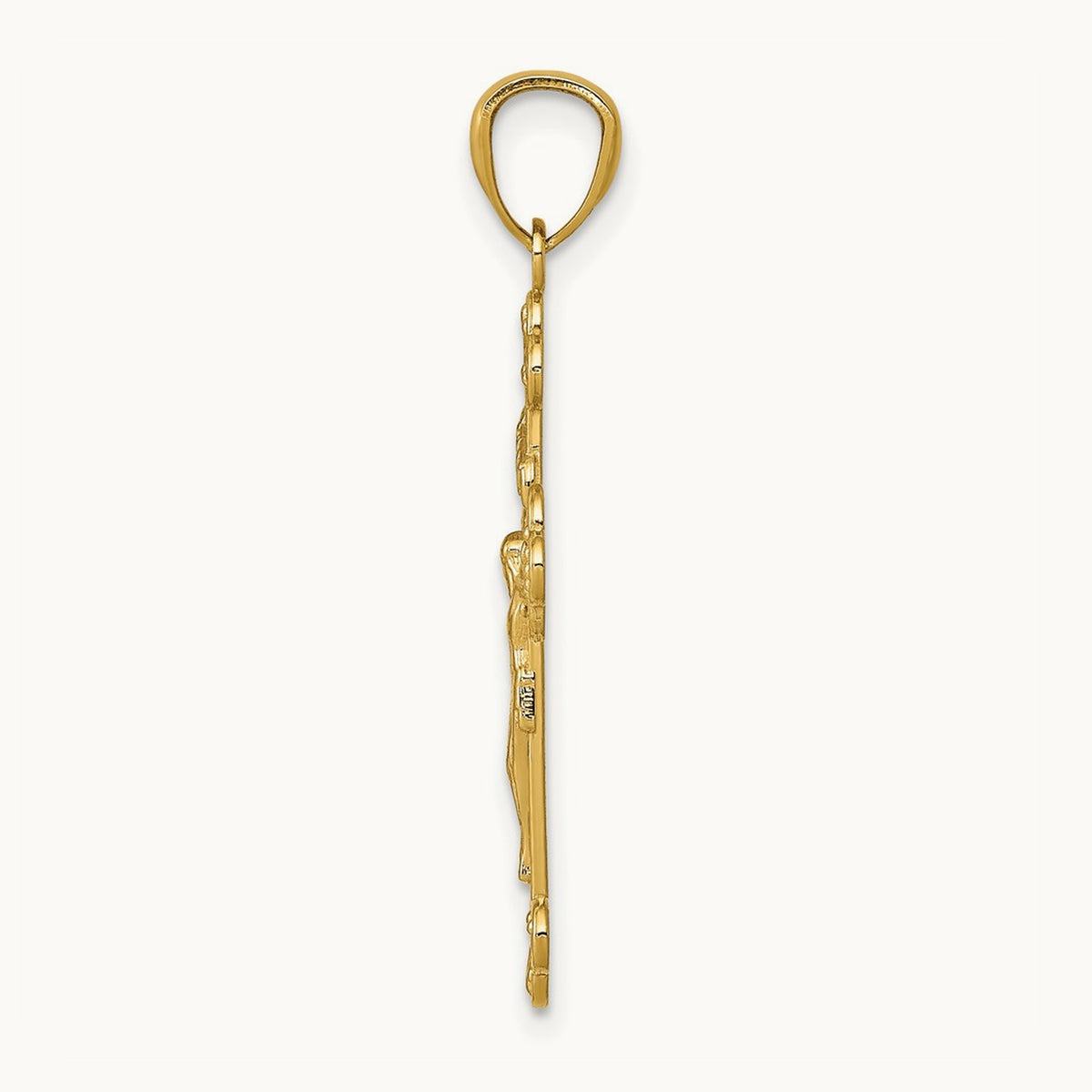 Polished INRI Medium Crucifix Pendant, 14K Gold