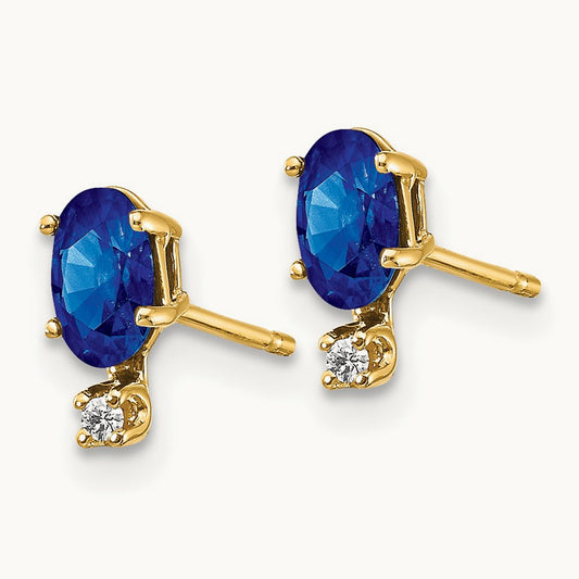 Diamond & Sapphire Birthstone Earrings, 14K