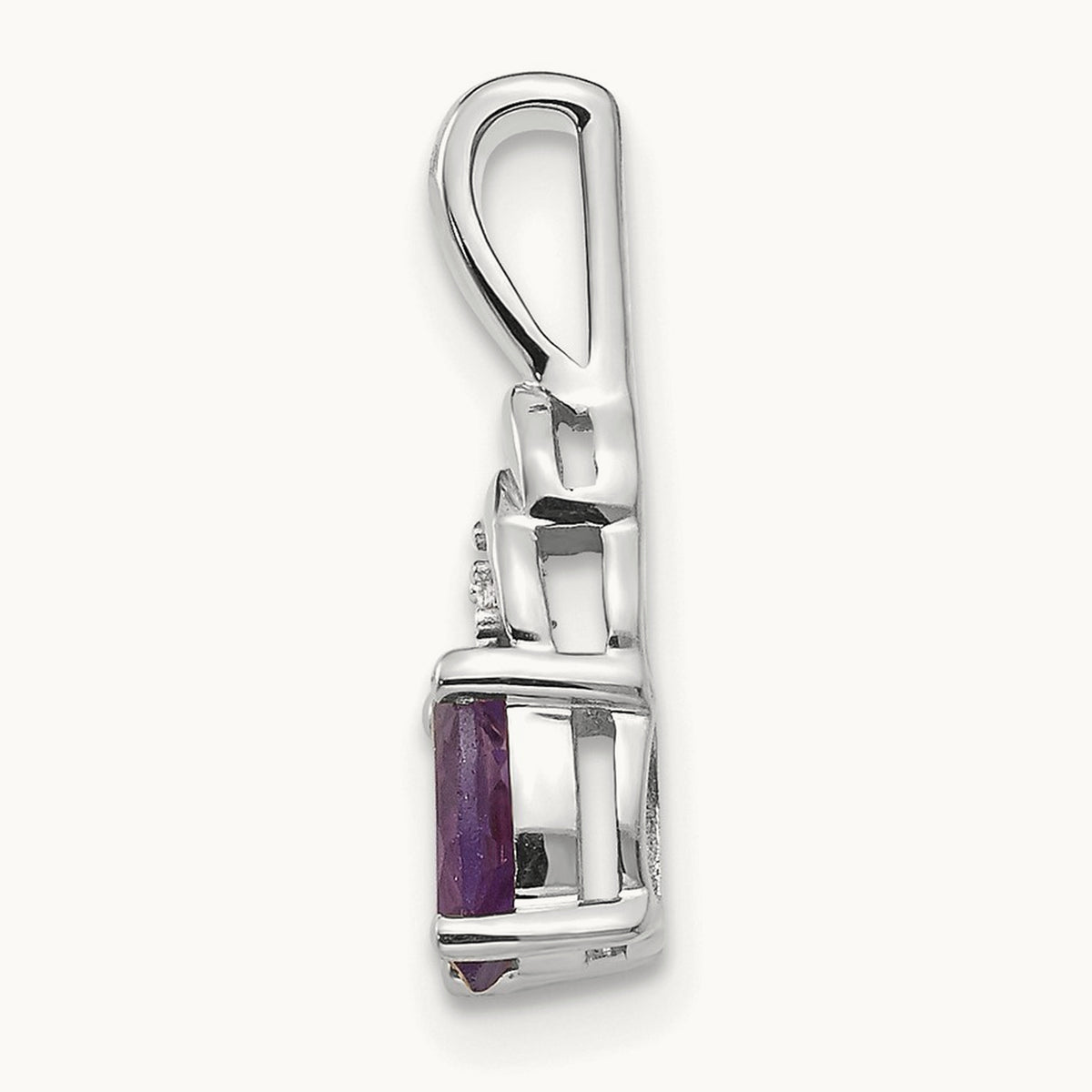 Amethyst and Diamond Pendant — 14K White Gold