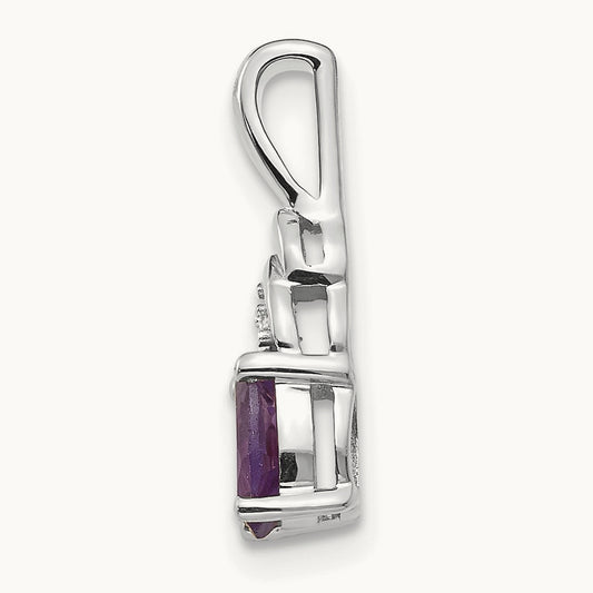 Amethyst and Diamond Pendant — 14K White Gold