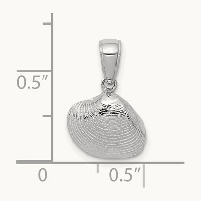 Small Clam Shell Pendant — 14K White Gold