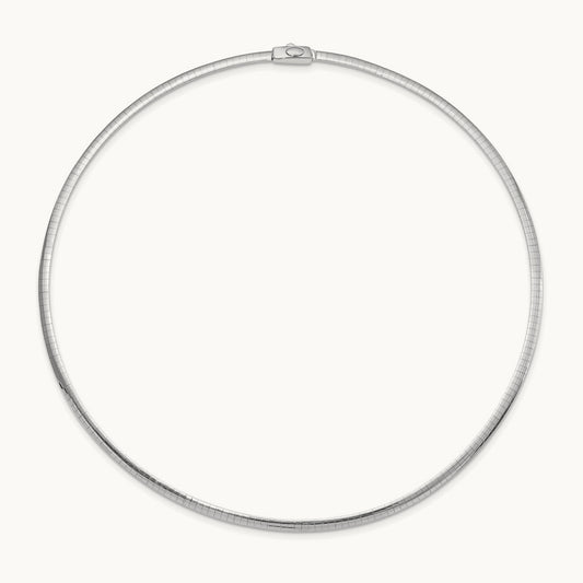 Reversible White & Yellow Domed Omega Necklace, 14K