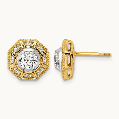 Octogon Halo Post Earrings, 0.75 ct tw Lab-Grown Diamond