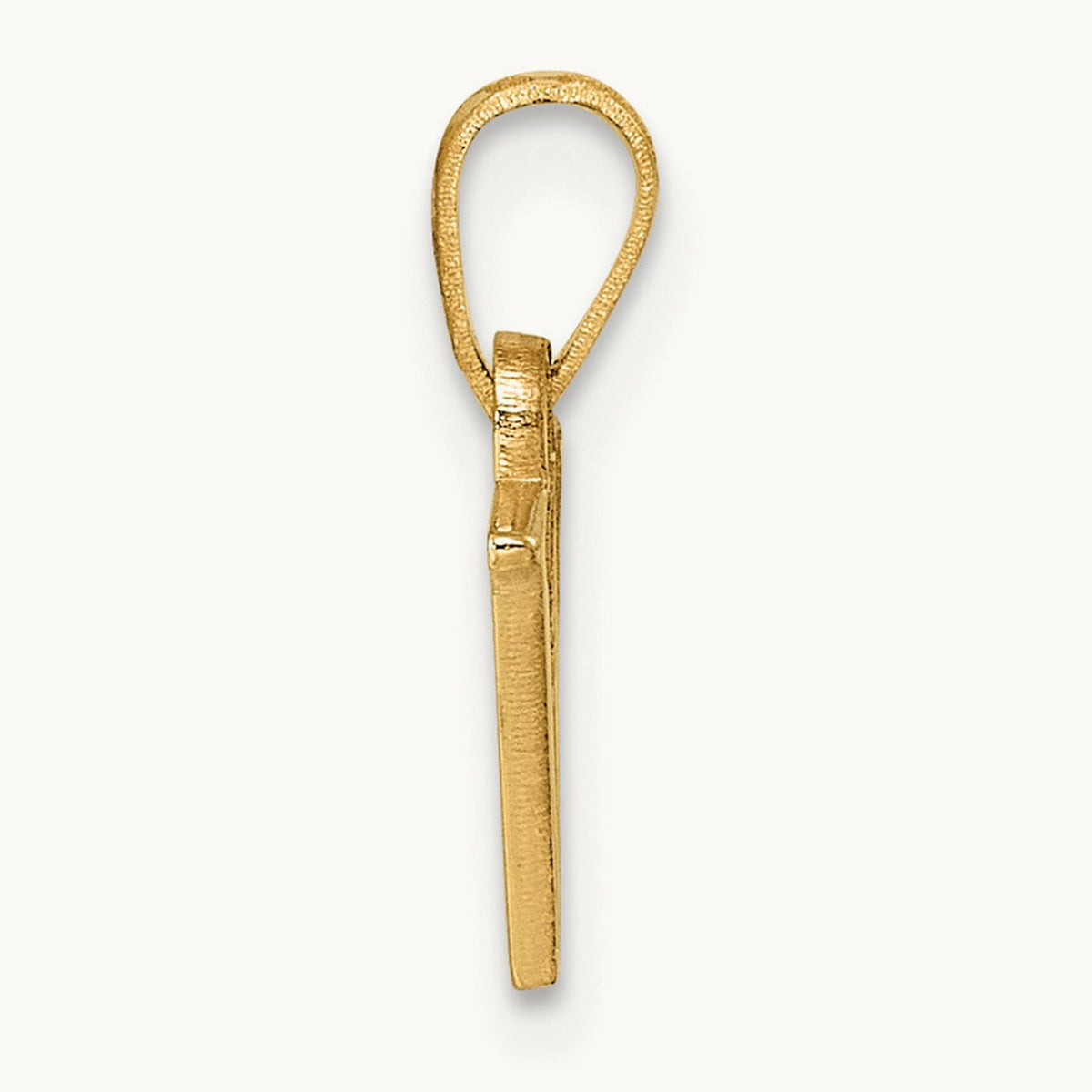 Polished Block Initial Pendant — 14K Yellow Gold, V