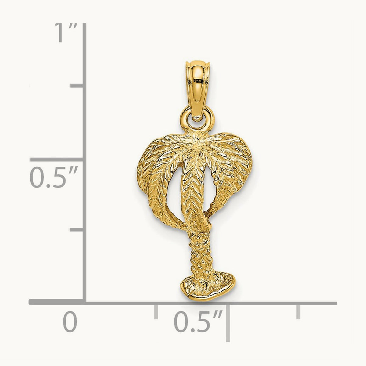 2-D Textured Palm Tree Charm, 14K