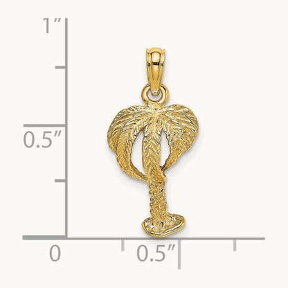2-D Textured Palm Tree Charm, 14K