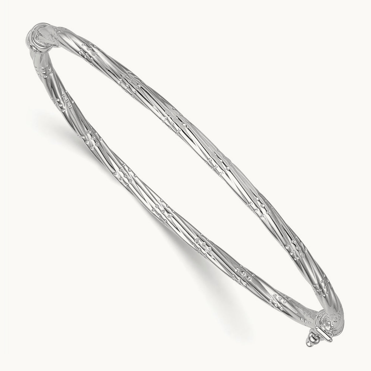Polished and Textured Twisted Hinged Bangle — 14K Two-Tone Gold