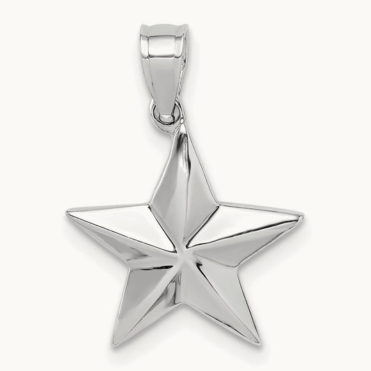 Polished Star Pendant, 14K White