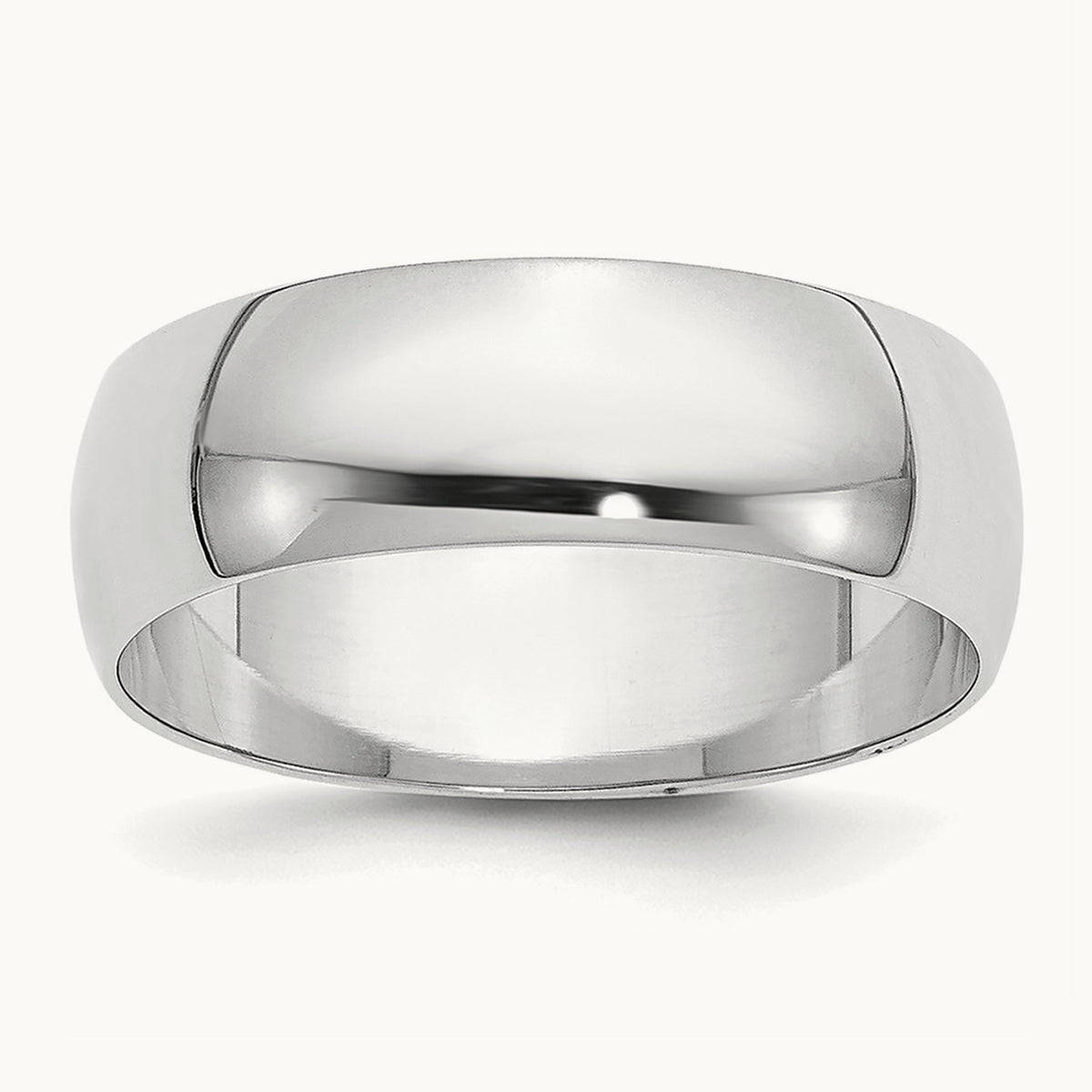 Half-Round Wedding Band — 14K White Gold, 6mm