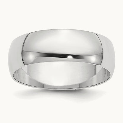 Half Round Band, 6mm, 10K White Gold