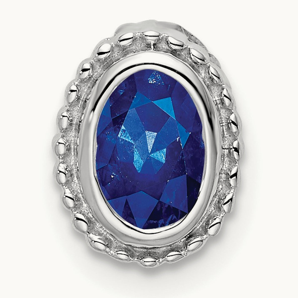 Oval Sapphire Chain Slide, 14K White Gold