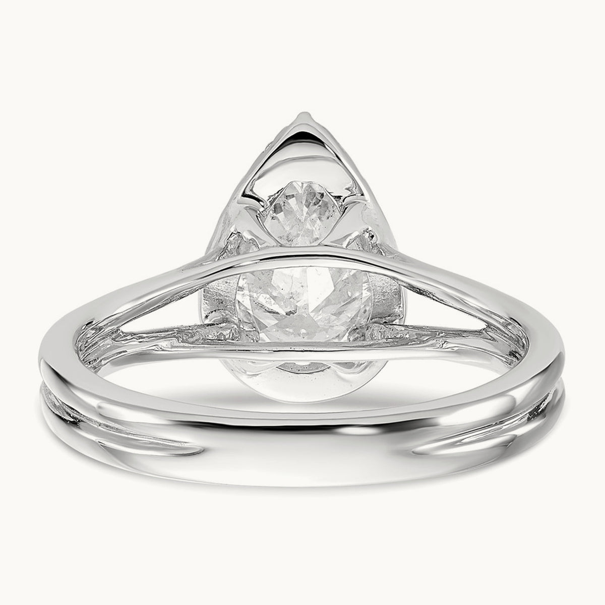 Pear Halo Semi-Mount Split Shank Engagement Ring, 0.07-0.20 ct tw — 1/6 ct, 14K White Gold