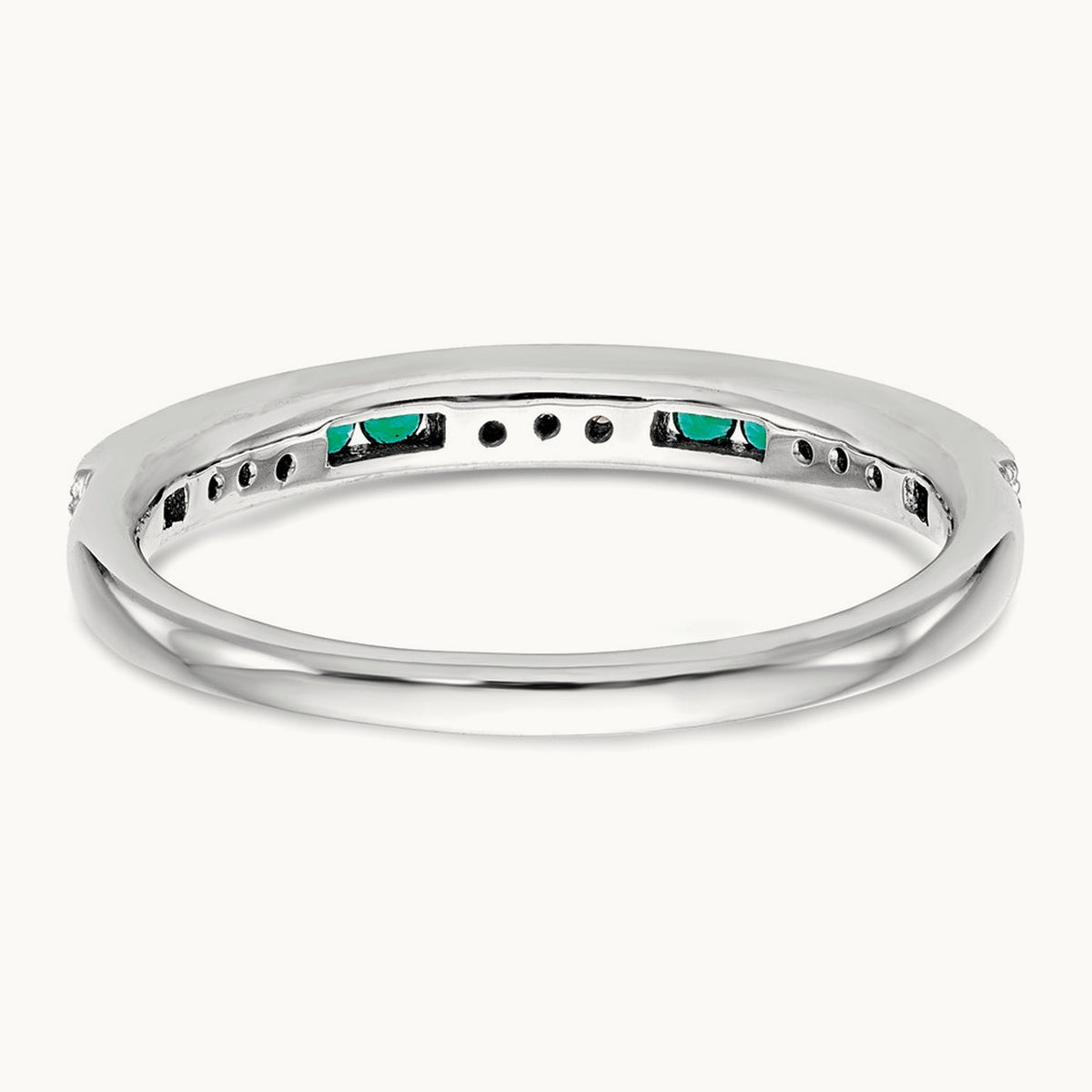 Diamond w/Emerald Band, 14K White Gold