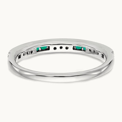Diamond w/Emerald Band, 14K White Gold