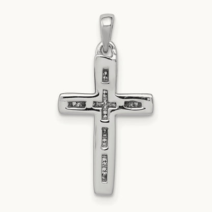 Small 1/10ct. Diamond Cross Pendant, 14K White Gold