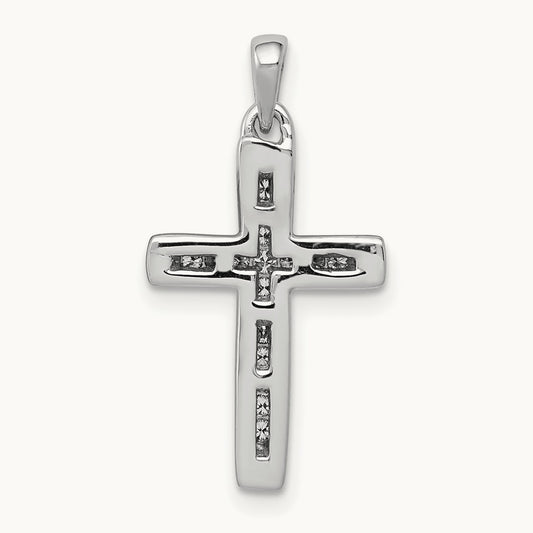 Small 1/10ct. Diamond Cross Pendant, 14K White Gold