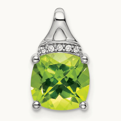 Cushion Peridot and Diamond Pendant — photo set