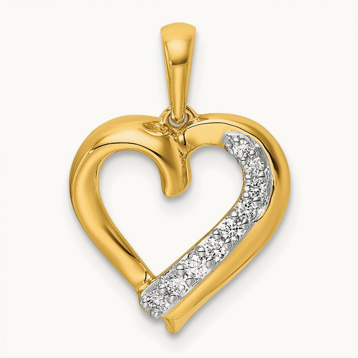 1/10ct. Diamond Heart Pendant, 14K