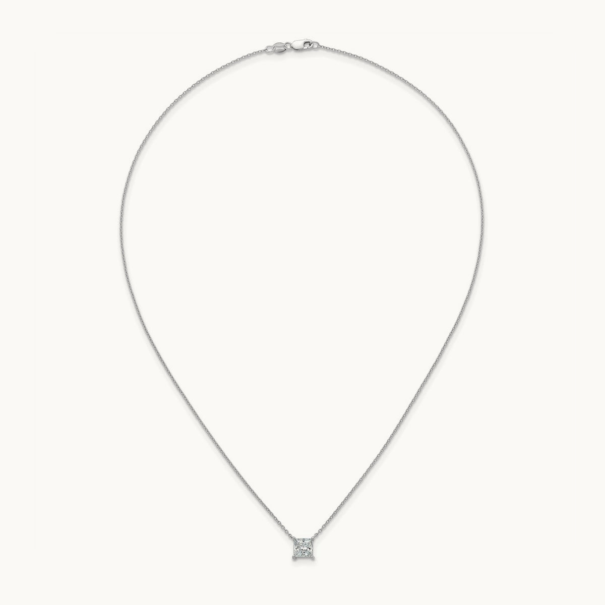 Princess Pendant Necklace, 0.25-4.00 ct tw Lab-Grown Diamond — 1 1/2 ct, 14K White Gold