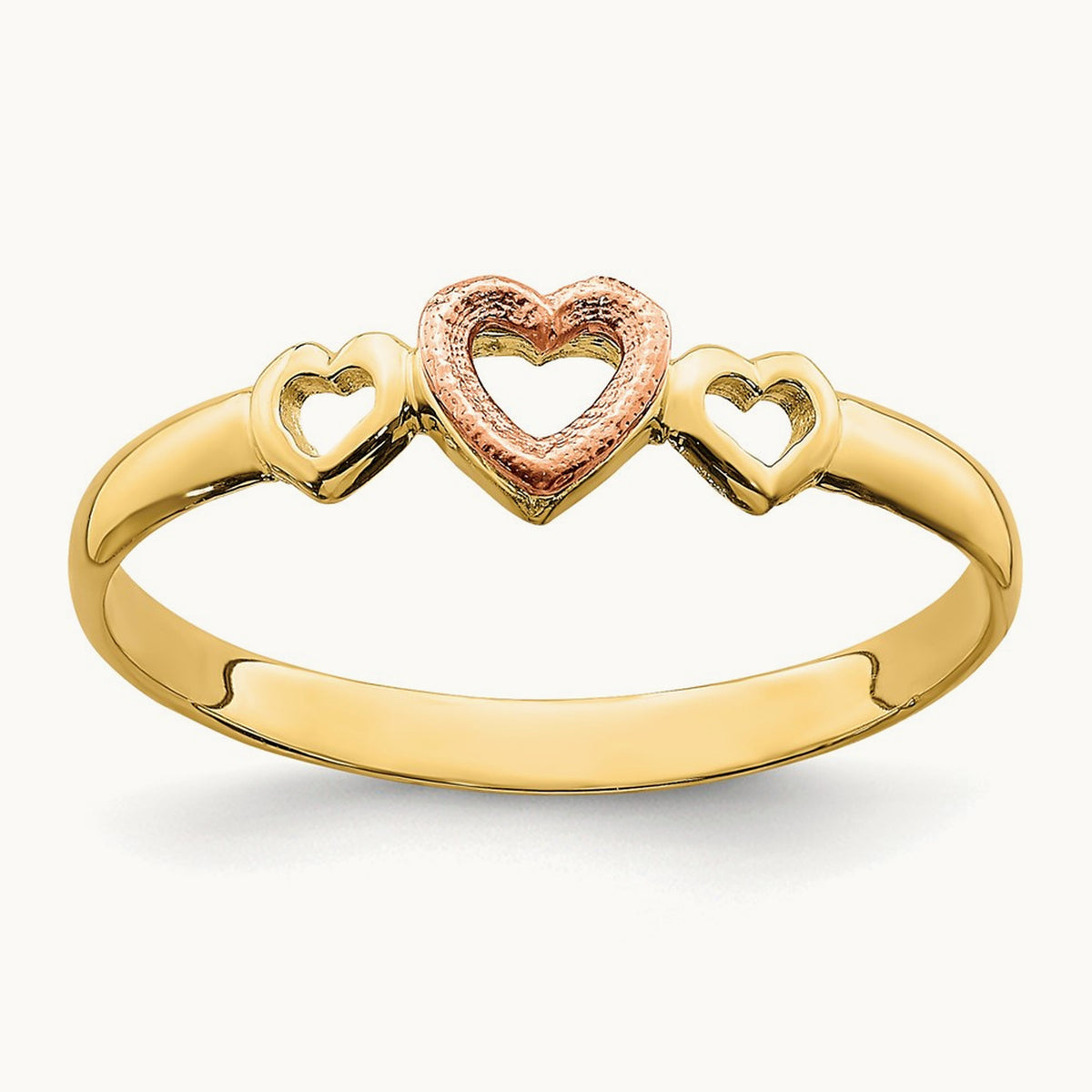 Hearts Ring, 14K Rose with Yellow Gold