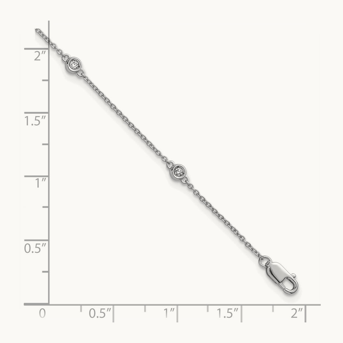 Diamond Station Cable Bracelet — 14K White Gold