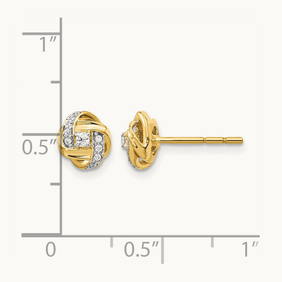 Diamond Knot Post Earrings — 14K Yellow Gold