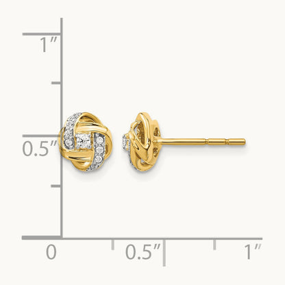 Diamond Knot Post Earrings — 14K Yellow Gold