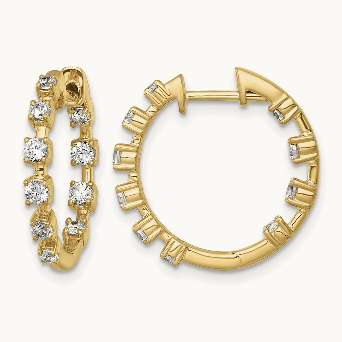 In/Out Hinged Hoop Earrings, 0.75 ct tw Lab-Grown Diamond — 14K Yellow Gold