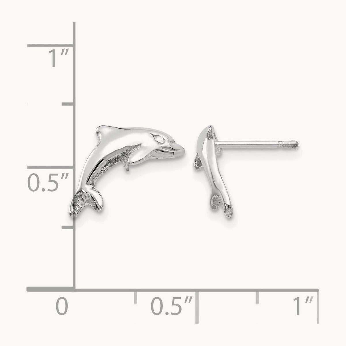 Dolphin Earrings, 14K White Gold